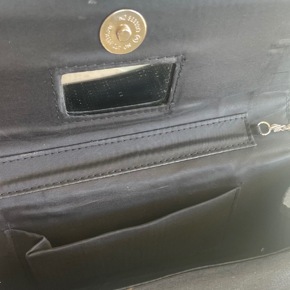 Black satin rhinestone clutch | 8โ x 4โ - Picture 4 of 16